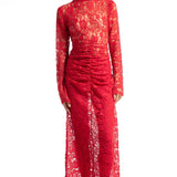 Laulei Dantel Uzun Kırmızı Elbise