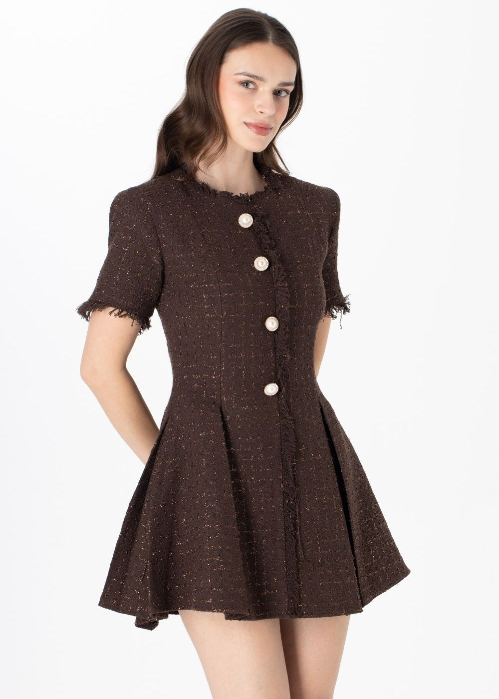 İndira Tuvit Mini Elbise Kahve