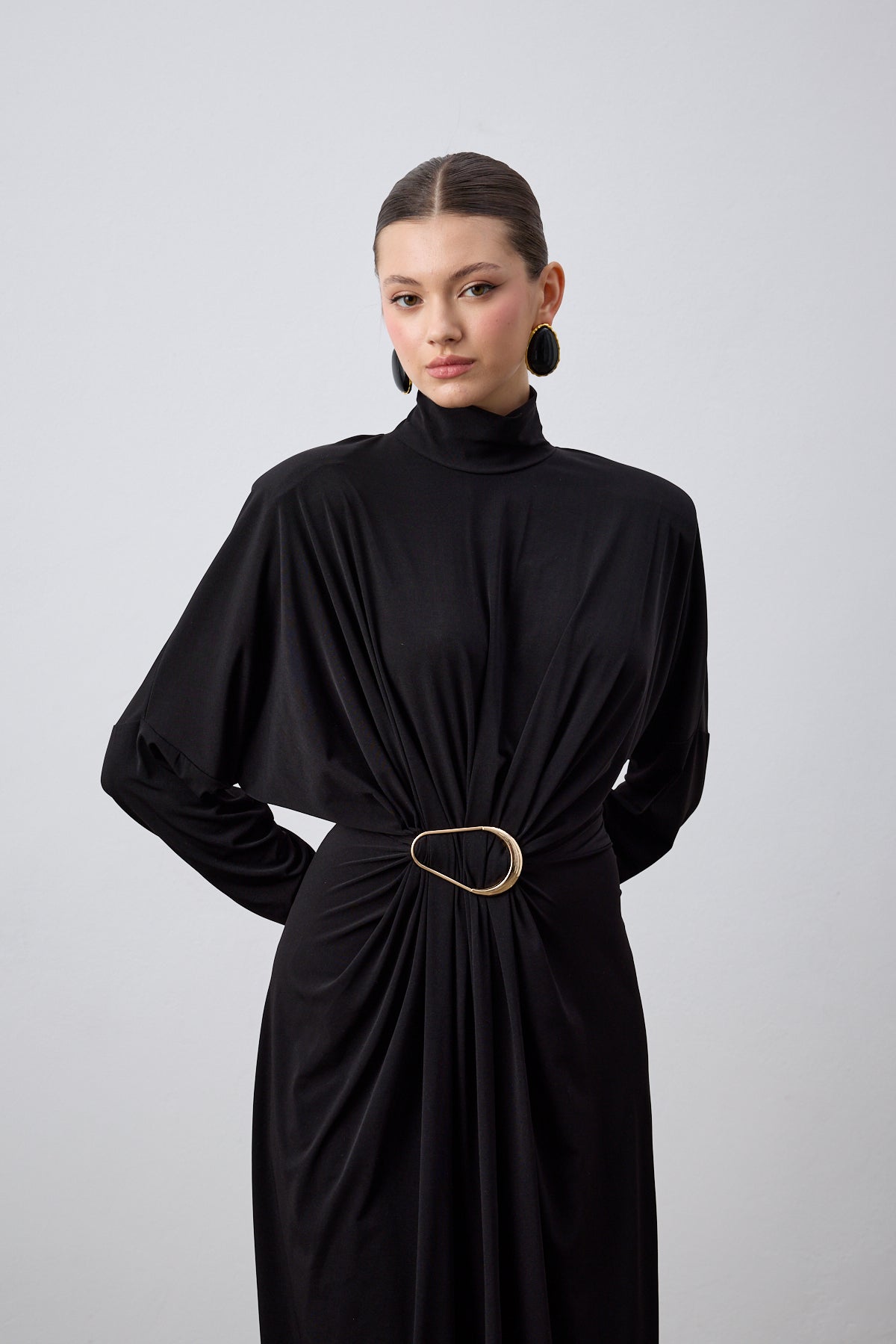 Silvia  Tokalı Uzun Siyah Elbise