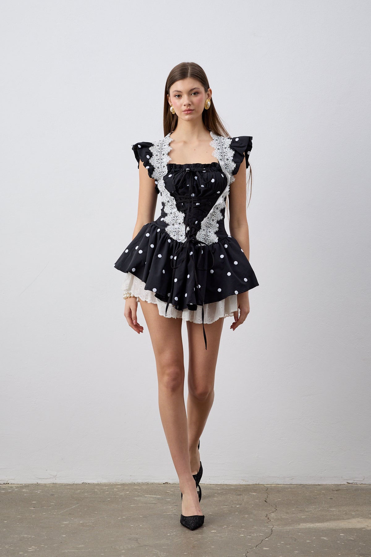 Lina Puantiyeli Mini Elbise