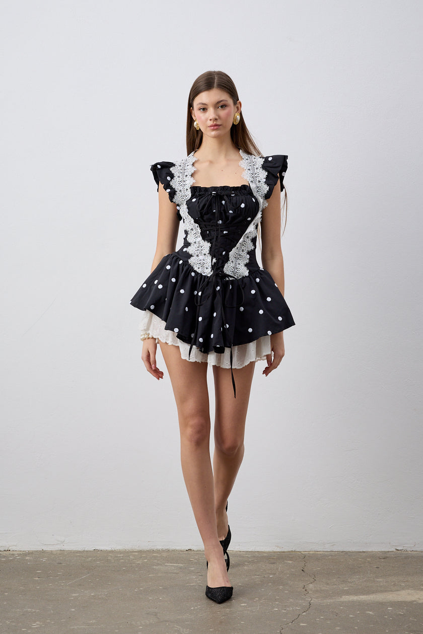 Lina Puantiyeli Mini Elbise