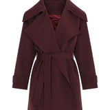 Kruvaze Yaka Trençkot Bordo