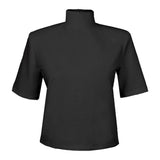 Vatkalı Dik Yaka Siyah Tshirt