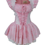 Lina Fistolu Mini  Pembe Elbise