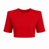 Basic Vatkalı Crop Tişört Kırmızı