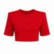 Basic Vatkalı Crop Tshirt Kırmızı