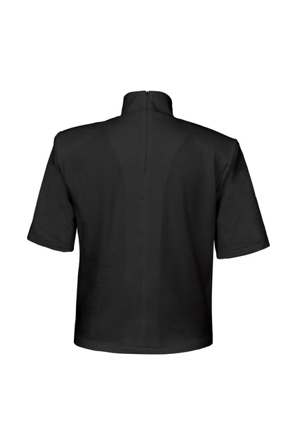 Vatkalı Dik Yaka Siyah Tshirt