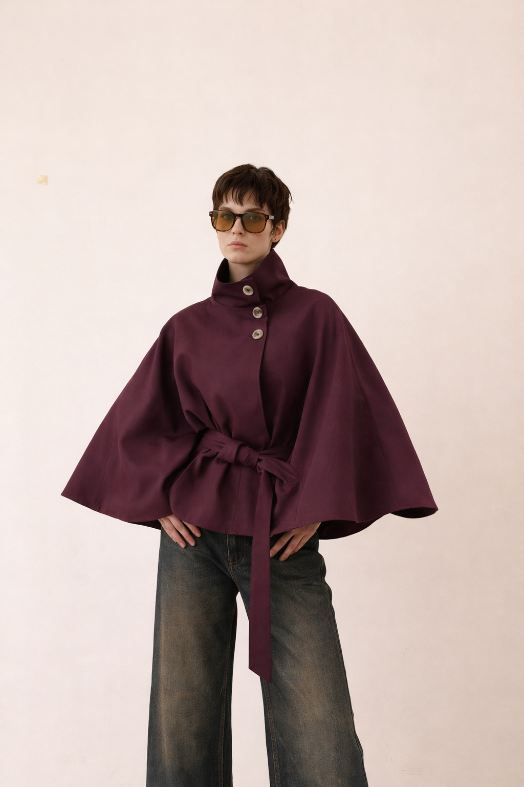 Talia Pelerin Ceket Bordo