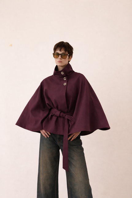 Talia Pelerin Ceket Bordo