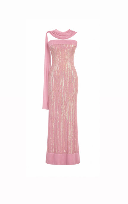 Safia Pembe Maxi Elbise