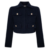 Klapa Yakalı Tüvit Ceket Lacivert