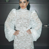 Dantel Mini Elbise Beyaz