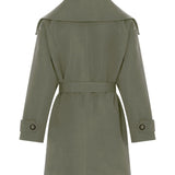 Kruvaze Yaka Trençkot Haki Yeşil
