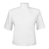 Vatkalı Dik Yaka Beyaz Tshirt