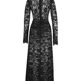 Laulei Dantel Uzun Siyah Elbise