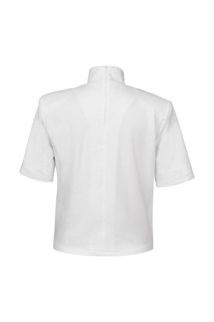 Vatkalı Dik Yaka Beyaz Tshirt