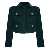 Klapa Yakalı Tüvit Ceket Koyu Yeşil