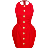 Laulei İnci Dress Sırt Dekolteli Mini Kırmızı Elbise