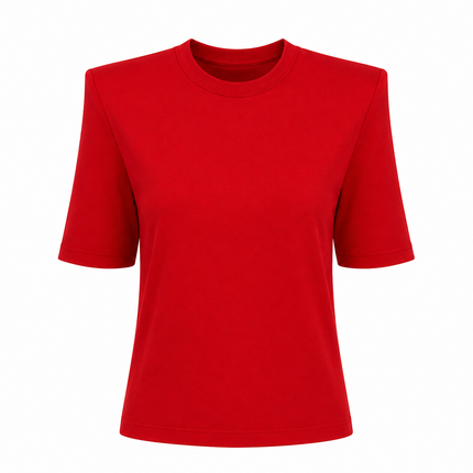 Basic Vatkalı Tshirt Kırmızı