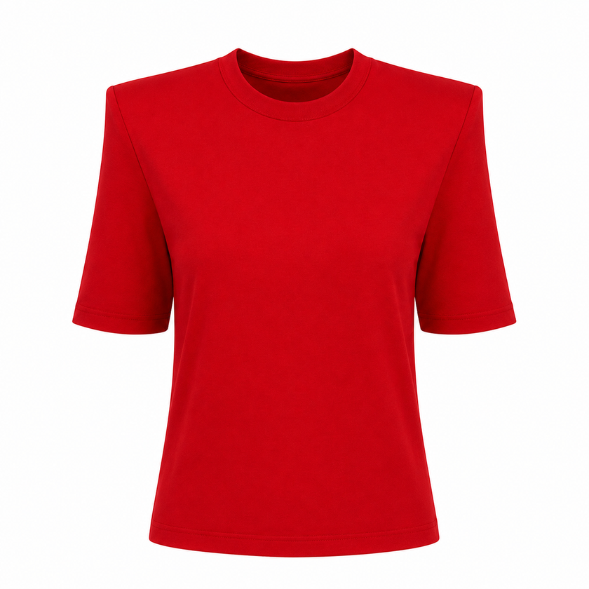 Basic Vatkalı Tshirt Kırmızı