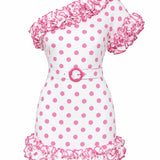 Laura Puantiye Mini Elbise Pembe