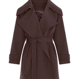 Kruvaze Yaka Trençkot Kahve