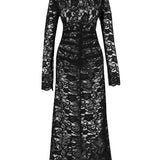 Laulei Dantel Uzun Siyah Elbise