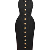 Laulei İnci Dress Sırt Dekolteli Maxi Siyah Elbise