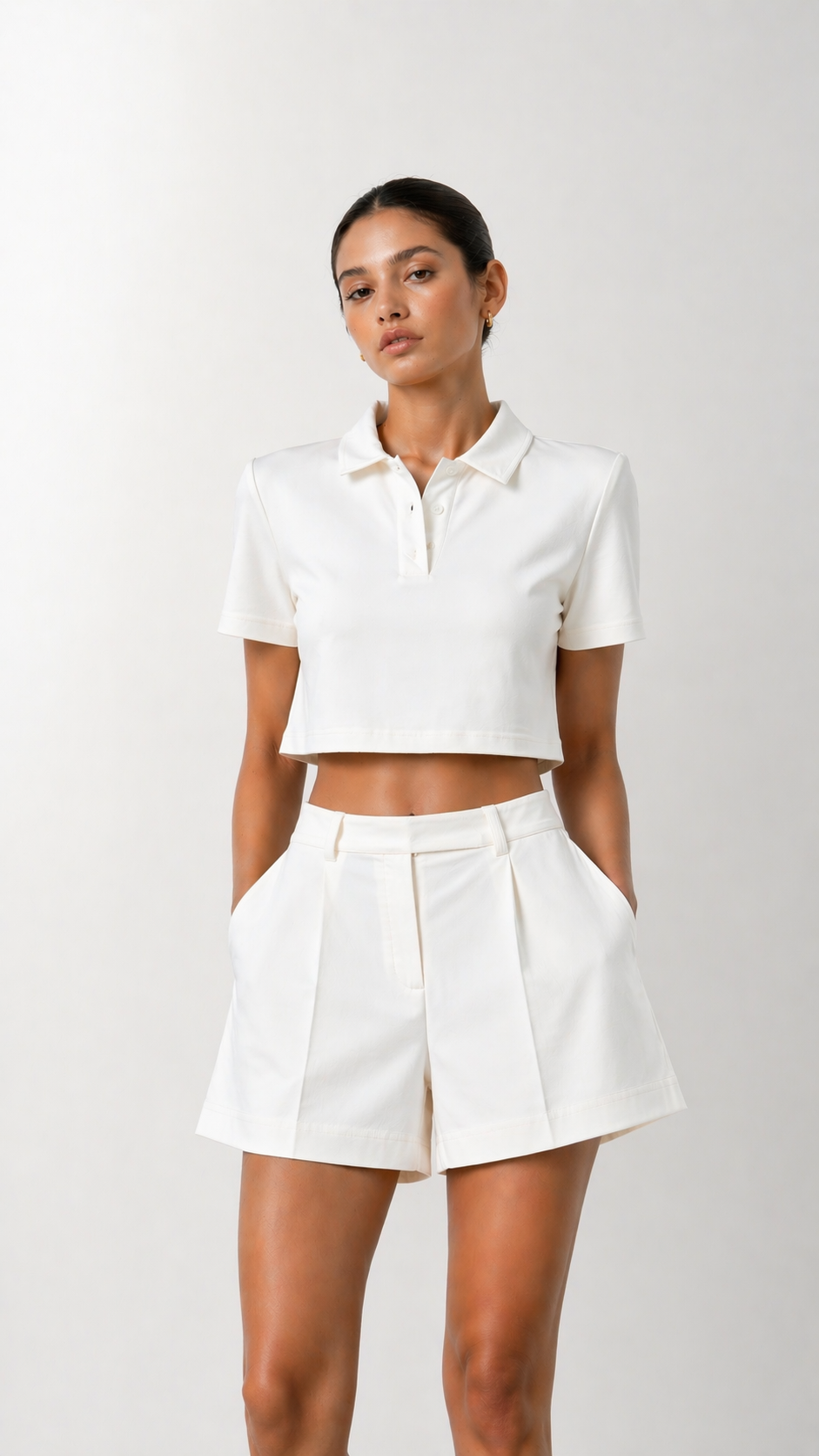Polo Yaka Crop Tişört