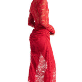 Laulei Dantel Uzun Kırmızı Elbise