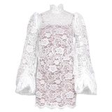 Dantel Mini Elbise Beyaz