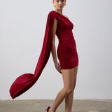 Julie Mini Elbise Bordo