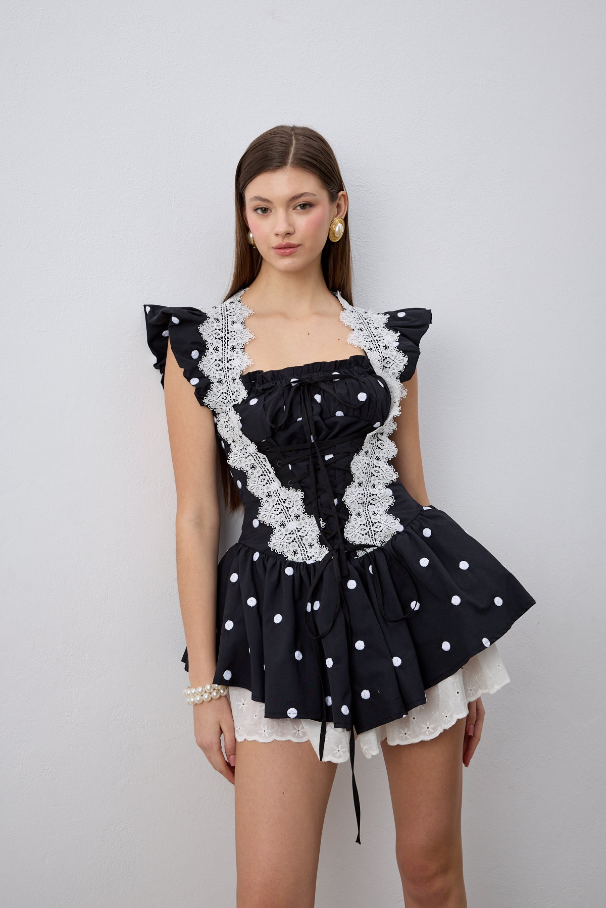 Lina Puantiyeli Mini Elbise