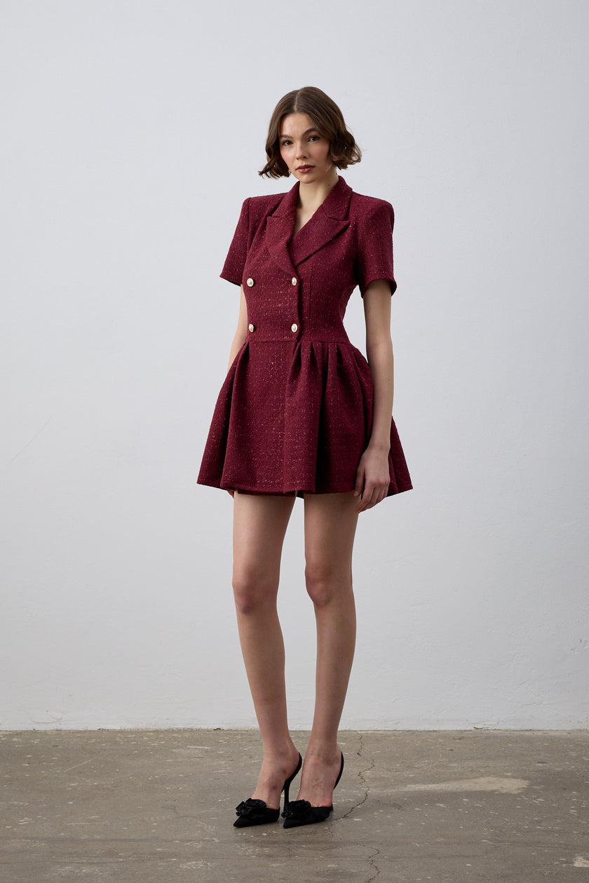 Sadia Ceket Mini Elbise Bordo