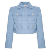 Klapa Yakalı Tüvit Ceket Açık Mavi