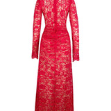 Laulei Dantel Uzun Kırmızı Elbise