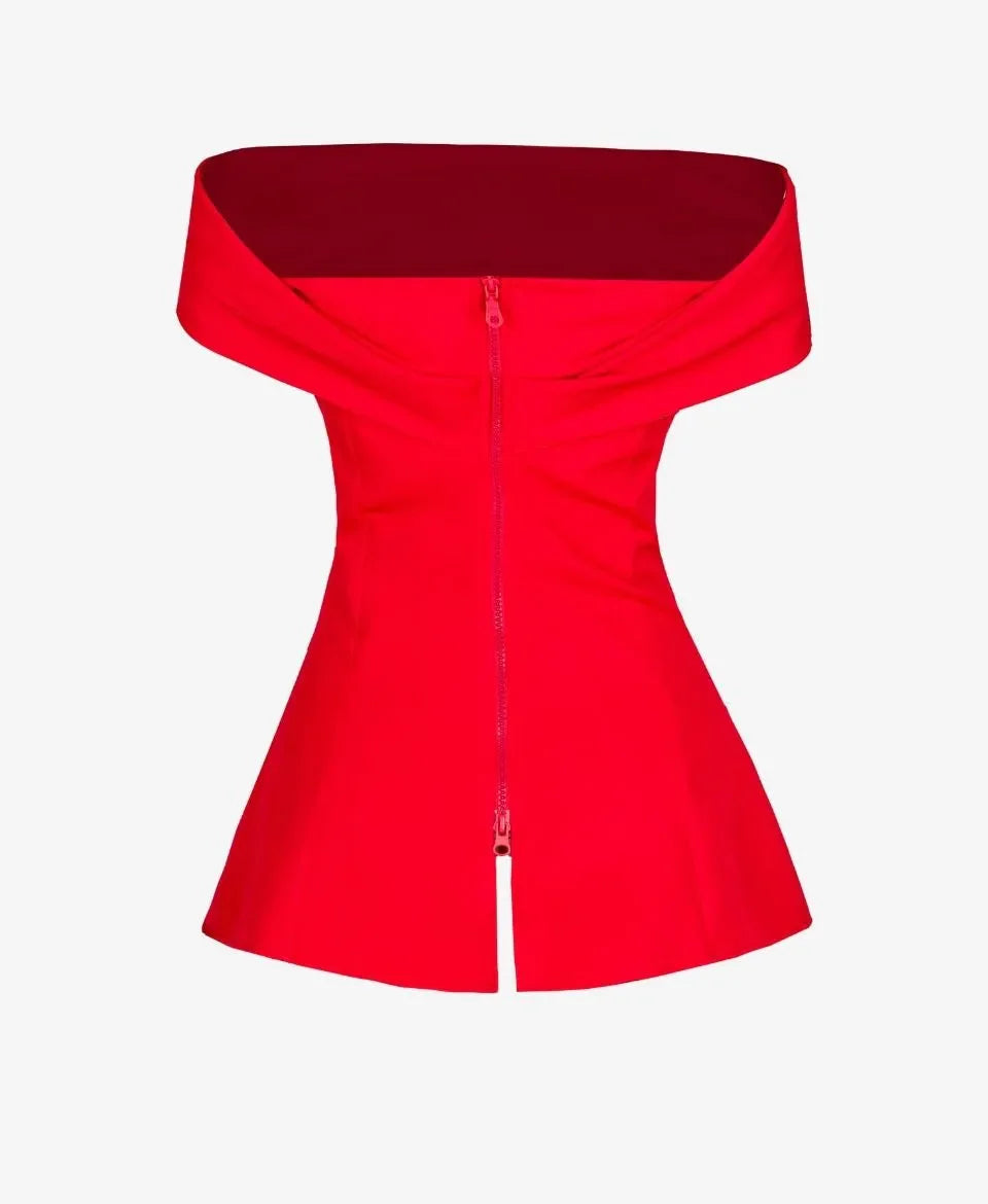 Açık Omuzlu Bluz Kırmızı