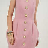 Laulei İnci Dress Sırt Dekolteli Mini Pembe Elbise