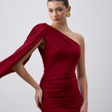 Julie Mini Elbise Bordo