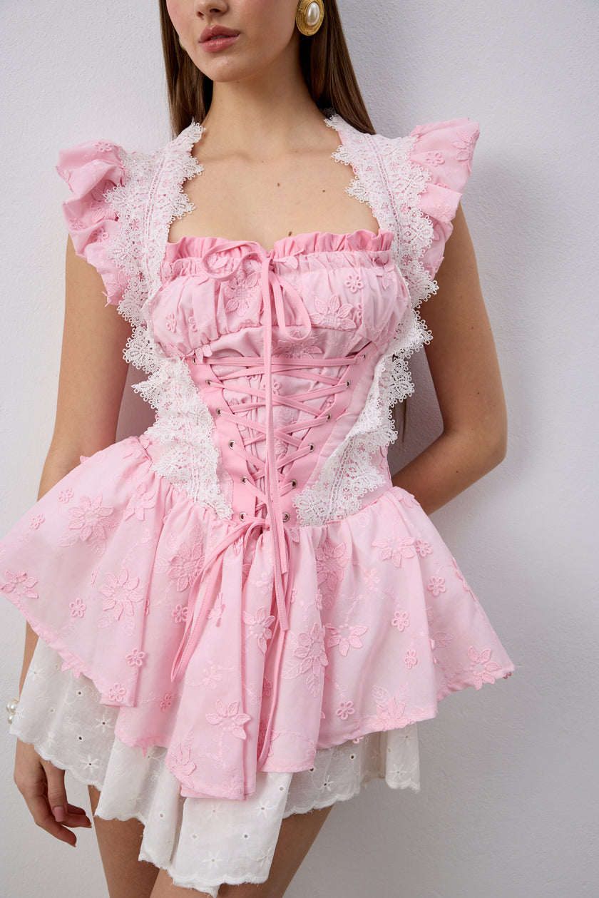 Lina  Mini  Pembe Elbise