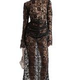 Laulei Dantel Uzun Siyah Elbise