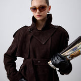 %100 Deri  Kahverengi Trençkot