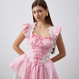 Lina  Mini  Pembe Elbise