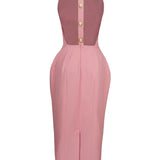 Laulei İnci Dress Sırt Dekolteli Maxi Pembe Elbise