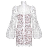 Dantel Mini Elbise Beyaz