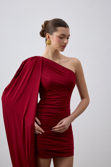 Julie Mini Elbise Bordo