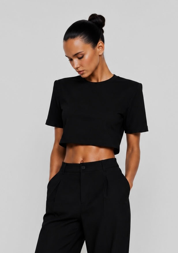Basic Vatkalı Crop Tshirt