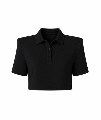 Polo Yaka Crop Tişört