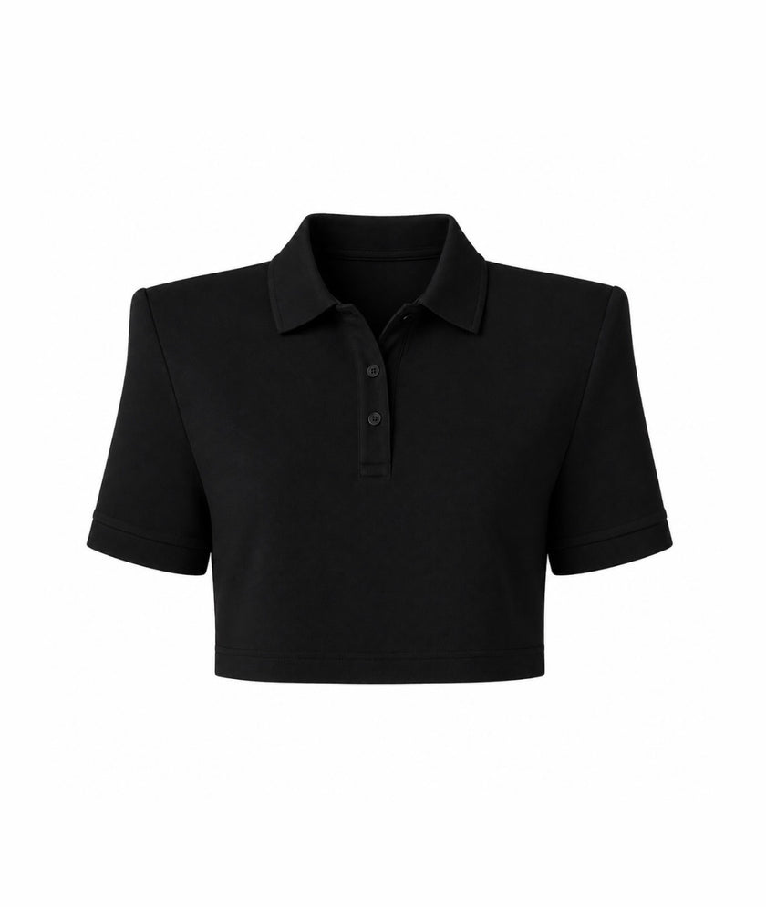 Polo Yaka Crop Tişört