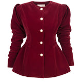 İnci Düğmeli Kadife Ceket